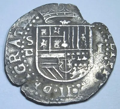 $229.95 • Buy 1556-1598 Philip II Spanish Silver 1 Reales 1500's Old Colonial Pirate Cob Coin