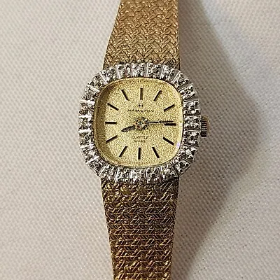 Vintage Hamilton Gold Wrist Watch 10K Rolled Gold Filled RGF W Diamonds 8862 USA • $125