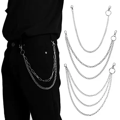3 Pieces Jeans Chains Wallet Chain Pants Chain Silver Pocket Chain Hip Hop Rock • $12.44