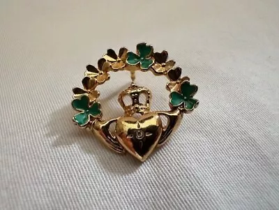 Vintage Avon Shamrock Claddagh Brooch Pin • $3