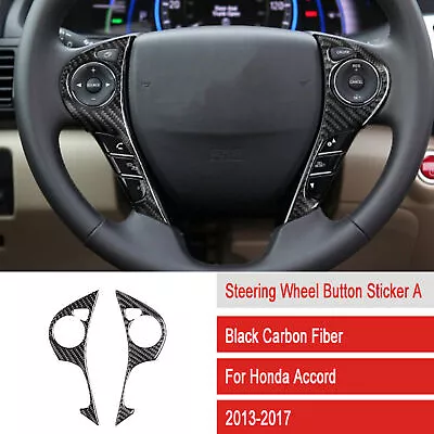 For Honda-Accord 2013-2017 Type B Carbon Fiber Steering Wheel Trim Button Cover • $23.20