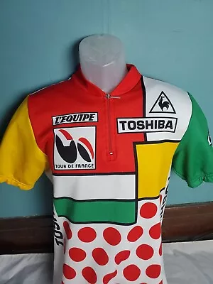 Vintage Toshiba Tour De France Cycling Jersey Multicolored Men's Size XL 1/4 Zip • $27.99