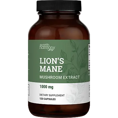 Organic Lion's Mane Mushroom Supplement (1000 Mg) - 120 Capsules • $17.95