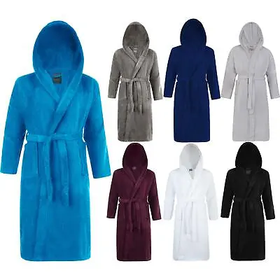 Cotton Hooded Bathrobe Thick Towelling Mens & Ladies Bath Robe Dressing Gown  • £22.99