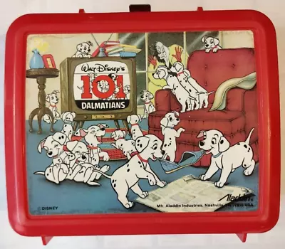 Disney 101 Dalmatians Plastic Lunch Box W/ Thermos Vintage 90's • $26.99