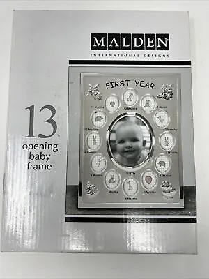 NIB Malden Baby's First 1st Year Silver Frame 13 Picture Openings Collage • $12.99