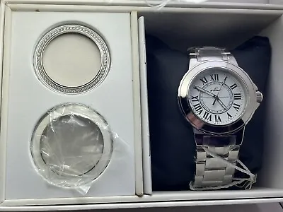 NEW A_line AL-20013-B Women's MARINA White Dial Silver S Watch & 2-Bezel Set-H95 • $9.99