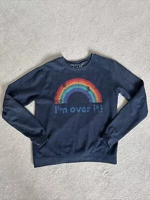 Batch1 Womens Navy Rainbow 'I'm Over It' Jumper UK Large • £12.95