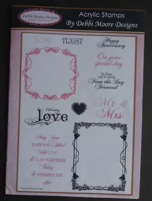 Debbi Moore Designs Acrylic Stamps - Wedding Verses & Frames - 11 Clear Stamps • £1.85