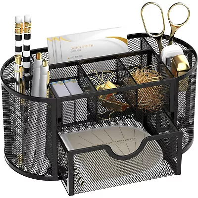 Office Desk Organiser Pen Pencils Holder Mesh Stationery Container Student Tidy • $16.90