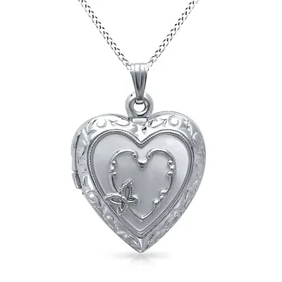 Sterling Silver Mother Of Pearl Heart Locket Necklace • $257.65