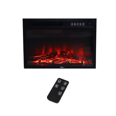 Electric Fireplace Inset Heater Log Effect Led Flame Remote Control Living Room • £125.95