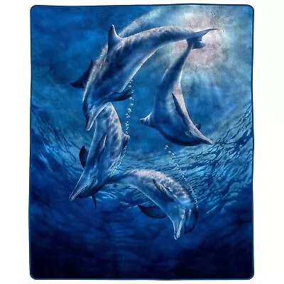 Full Queen Size Luxury Mink Blanket Dolphins Super Soft 74 X 91 Inch 7.5 Lbs • $50.99