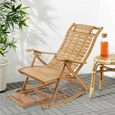 Wooden Deck Chair Garden Patio Sun Lounger Folding Outdoor Adjustable Reclining • $139.90