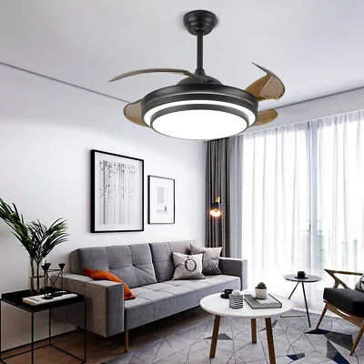 42  Ceiling Fan Light LED Chandelier Retractable Blades Remote Control 3-Color • $82.80
