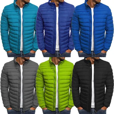 Mens Winter Warm Puffer Bubble Jacket Coat Plain Quilted Padded Zip Up Outwear • $7.06