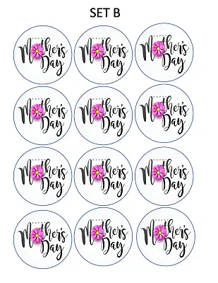 12 Mothers Day Edible Paper Cupcake Cookie Toppers CHOOSE SIZE • $5