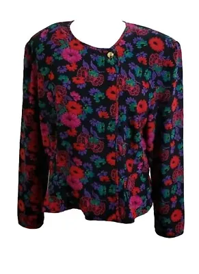 Liz Claiborne Women's Size 16 Vintage Floral Print Padded Shoulders Top Blouse • $20