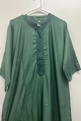 Men's Moroccan Djellaba 3/4 Sleeve Thobe Handmade Arab Dishdasha Green • $54.99