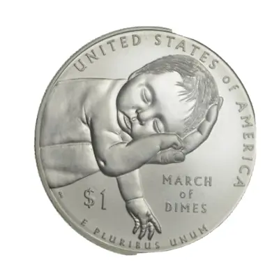 Unc  2015 March Of Dimes - US Commemorative 90% Silver Dollar • $44.02