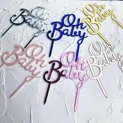  OH BABY  Acrylic Cake Topper Baby Shower Gender Reveal 1st First Birthday Party • $7