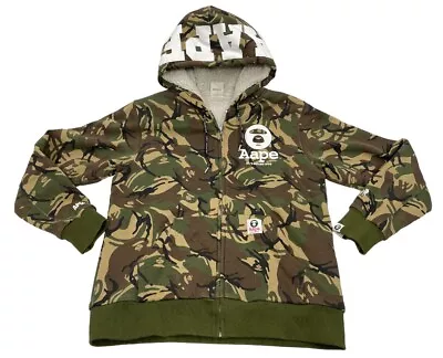 Aape A Bathing Ape Camo Sherpa Lined Zip Jacket Hoodie Camouflage Hooded Men's L • $73.95