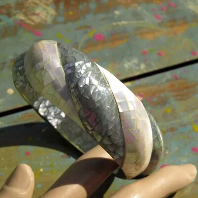 Vintage Mother Of Pearl Mosaic Bangle By Gerda Lynggaard Of Monies • $44.19