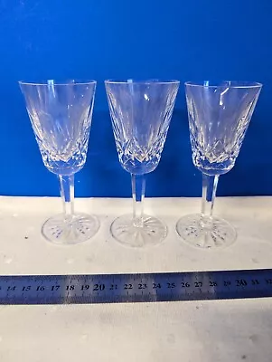 3 X Waterford Crystal Lismore Pattern Claret Wine Glasses 15 Cm Vintage Signed • £30