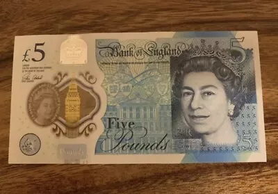 £5 Pounds England Uncirculated Banknote 2015 United Kingdom Queen Elizabeth II • $39.96