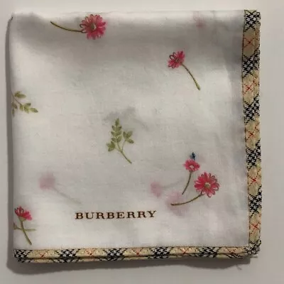 Women's Burberry Handkerchief Vintage Beige Bandana Square Flower Pattern 19  • $22.98