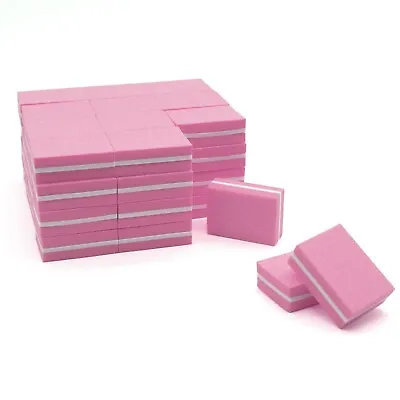 50pc Nail Buffer Block Mini Buffers For Nails Pink Sanding Block 100/180 Grit • $11.85