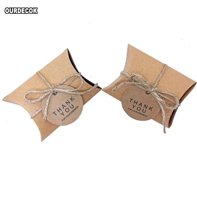 $7.41 • Buy Pillow Paper Favors Boxes-Party Favor Birthday Gifts Candy Box W/ Tags 10pcs/Lot