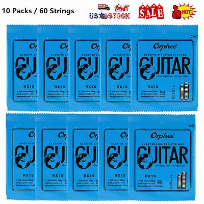 10 Sets 60PCS Orphee RX15 Electric Guitar Strings 009-042 Super Light Tension • $17.59