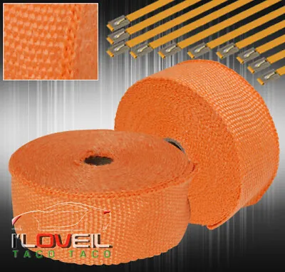 360  30Ft Engine Heat Wrap Shield Cover High Temp Turbo Header +Zip Ties Orange • $33.99