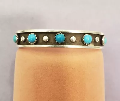 Vintage Native American Turquoise Sterling Petite Cuff Bracelet 18.9gram READ • $39.99