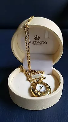 Authentic Mikimoto Akoya Cultured Luxury Pearl Watch Necklace Yellow Gold In Box • $649