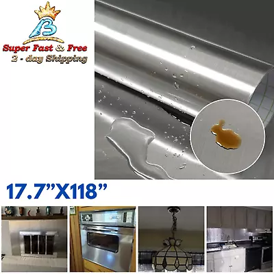 Stainless Steel Silver Contact Paper Vinyl Self Adhesive Film Appliances Kitchen • $18.10