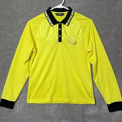 Balenkey Mens Polo Golf Shirt No Size Tag XS Yellow BLK Golf Long Sleeve • $24.85