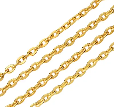 5 Metres GOLD Plated FLAT CABLE Chain Jewellery Making 3mm X 2mm FREE POST • £2.45