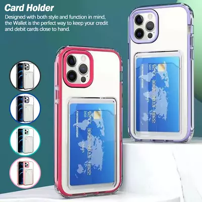 $12.99 • Buy For IPhone 13 12 11 Pro Max XR XS 8/7 Plus Case Clear Card Holder Full Cover
