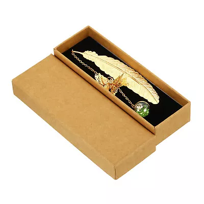 Metal Feather Bookmark Butterfly Book Marks Page Markers Gift Box Gold Green • $8.25