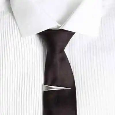 $199 • Buy Sharp Triangle Shape Men's Chain Unique 925 Sterling Silver Tie Clips & Pin