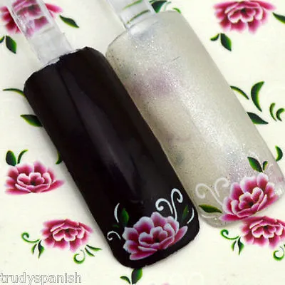 £1.49 • Buy Nail Art Water Decals Decoration Transfers Pink Flowers Rose Gel Polish (1825)