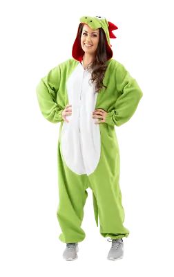 Adult Yoshi Costume Super Mario Bros Dinosaur 90s Retro Gaming Fancy Dress  • £49.99