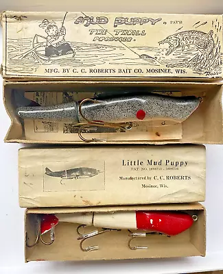 Vintage Mud Puppy & Little Mud Puppy In Box Fishing Lures ORIGINAL L@@K! Awesome • $129.99