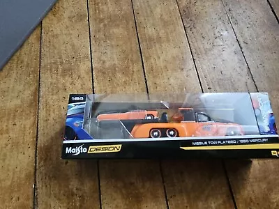 1950 Mercury & Missile Tow Flatbed - Orange/black Maisto Elite Transport 1/64 • $14.88