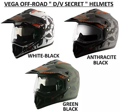 Brand New VEGA OFF-ROAD  D/V SECRET  Motocross Dual Visor Motorcycle Helmets • $71.25