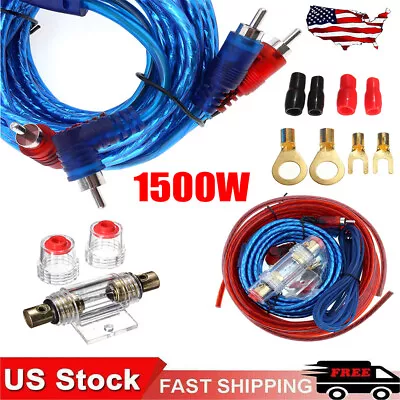 Car Audio Cable Kit Amp Amplifier Install RCA Subwoofer Sub Wiring 1500W 8 Gauge • $11.27