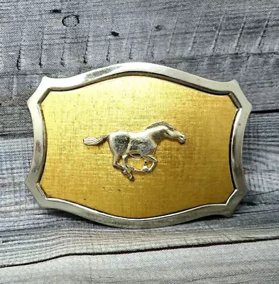 Western Cowboy Cowgirl Running Horse Belt Buckle Mustang Freedom Vtg 80s    .B59 • $25.95