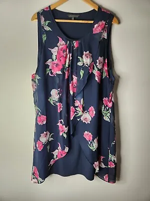 $19.95 • Buy Liz Jordan Shift Dress Womens Size 16 Blue Floral Sleeveless Lined Scoop Neck